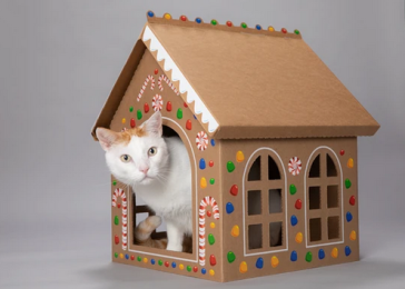 Cardboard Gingerbread Cat Playhouse Kit (Pack of 5)