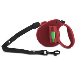 PAW Bio Retractable Leash with Green Pick-up Bags, Red