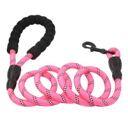 5FT Rope Leash with Comfort Handle (Color: Pink)