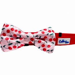 Cutie Ties Dog Bow Tie (Color: Cherries Print)