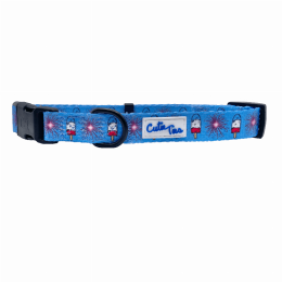 Cutie Ties Fun Design Dog Collar (Color: 4th of July)