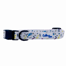 Cutie Ties Fun Design Dog Collar (Color: Dino Doggy White)