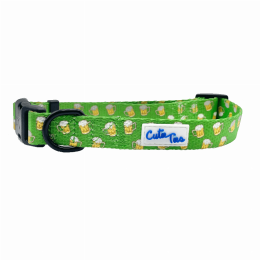 Cutie Ties Fun Design Dog Collar (Color: Green Beer)