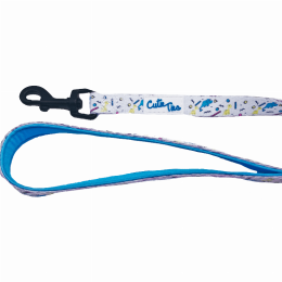 Cutie Ties Fun Design Dog Leash (Color: Dino Doggy White)