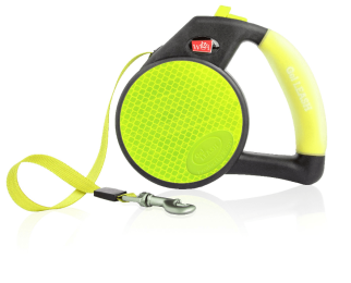 Gel Handle Reflective Tape Retractable Leash (Color: Yellow)