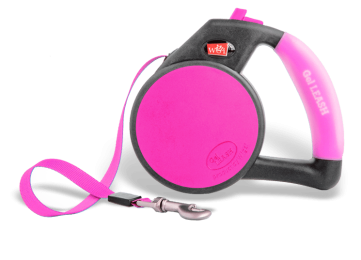 Gel Handle Reflective Tape Retractable Leash (Color: Pink)