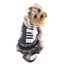 Adorable Piano Dress with Ruffles (Color: Black/White)