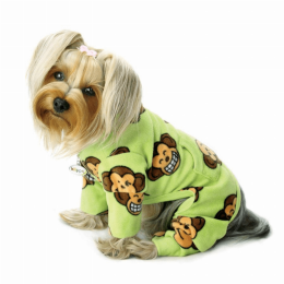 Silly Monkey Fleece Turtleneck Pajamas (Color: Lime)