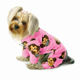 Silly Monkey Fleece Turtleneck Pajamas (Color: Pink)