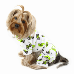 Playful Dinosaur Flannel Pajamas (Color: White)