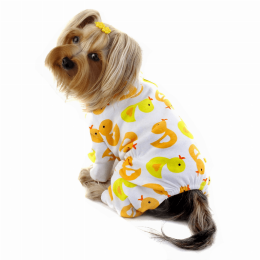 Knit Cotton Pajamas with Yellow Ducky (Color: White)