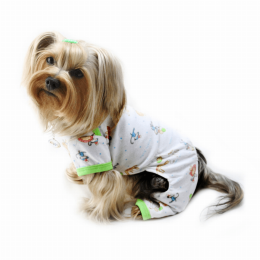 Knit Cotton Pajamas with Party Animals (Color: White)