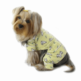 Hopping Bunny Flannel Pajamas (Color: Yellow)