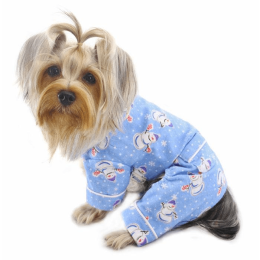 Snowman & Snowflake Flannel Pajamas with 2 Pockets (Color: Light Blue)