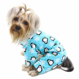 Penguins & Snowflake Flannel PJ with 2 Pockets (Color: Turquoise)