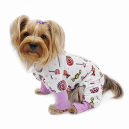 Ultra Soft Plush Minky Sweet Candies Pajamas (Color: White)
