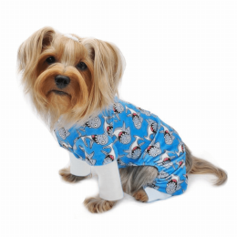 Ultra Soft Plush Minky Silly Sharks Pajamas (Color: Blue)