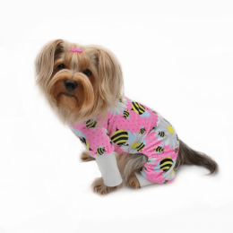 Ultra Soft Plush Minky Bumblebee & Flower Pajamas (Color: Pink)