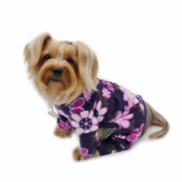Midnight Garden Fleece Turtleneck Pajamas (Color: Violet)