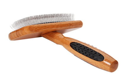 Bass Brushes- De-matting Pet Brush (Medium Slicker Style /Dark Finish) (Color: Dark Bamboo)