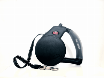 Gel Handle Reflective Tape Retractable Leash (Color: Black)