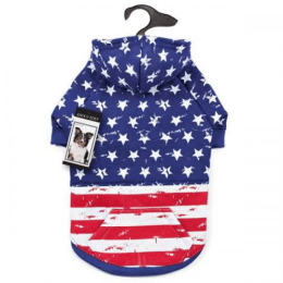 ZZ Distressed American Flag Hoodie (Color: Red White Blue)