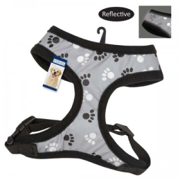 Casual Canine Reflective Pawprint Harnesses (Color: Black)