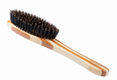 Bass Brushes- Shine & Condition Pet Brush (Full Oval/ Striped Finish) (Color: Striped Bamboo)