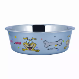 Multi Print Stainless Steel Dog Bowl By Bella N Chaser (Color: Multicolor)