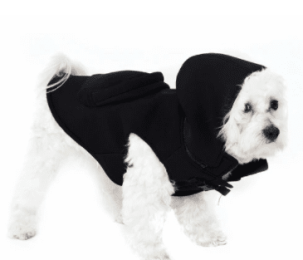 Warm Hoodie Dog Jacket with Backpack - Water-Repellent (Color: Black)