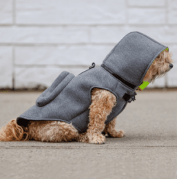 Warm Hoodie Dog Jacket with Backpack - Water-Repellent (Color: Grey)